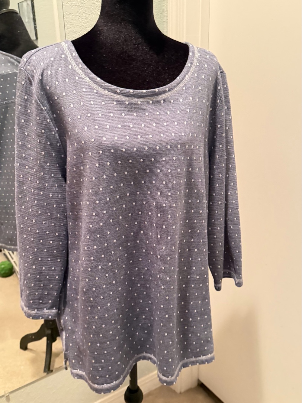 Talbots Light Blue Dot Scoop-Neck Tunic